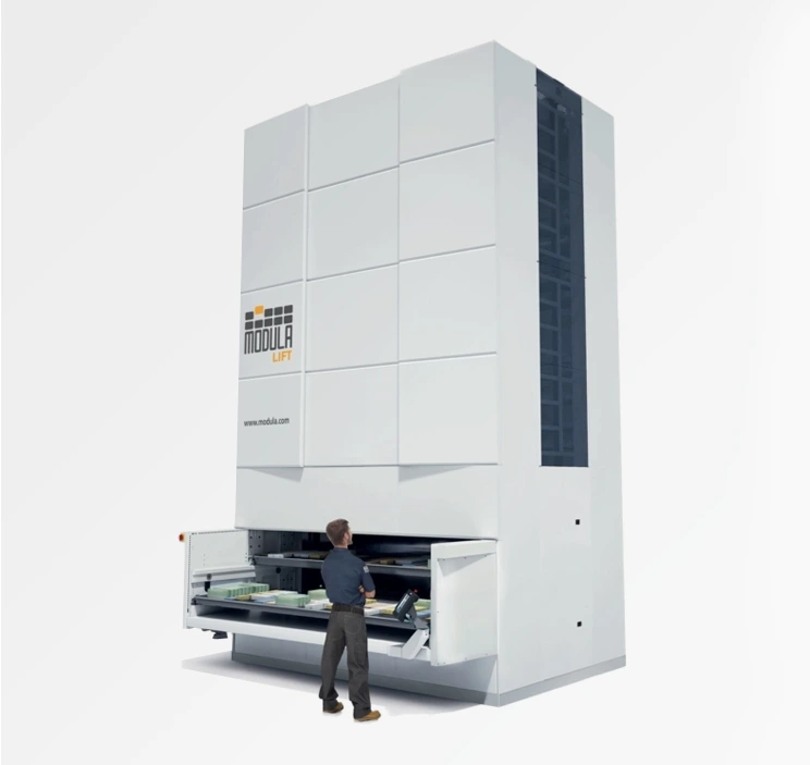 magazzini-automatici-verticali-cassetti presse per cartone